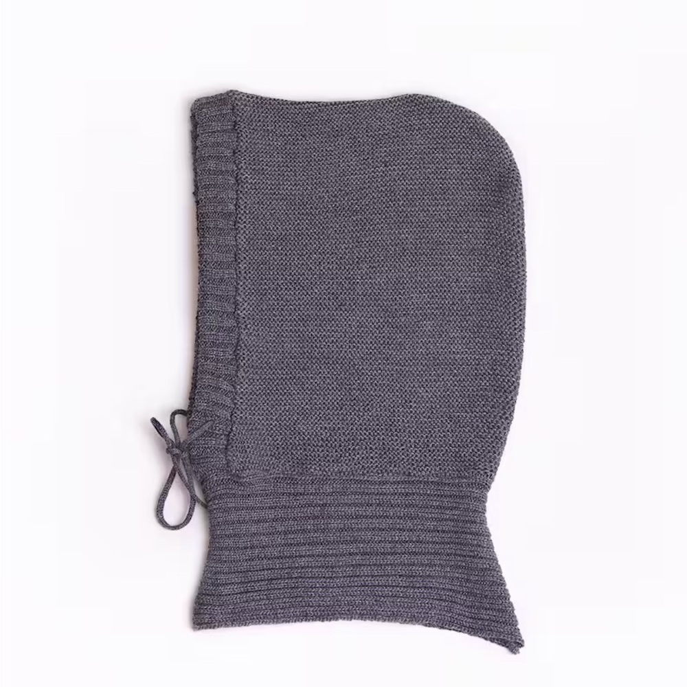 Merino Wool Gray Knit Hooded Balaclava